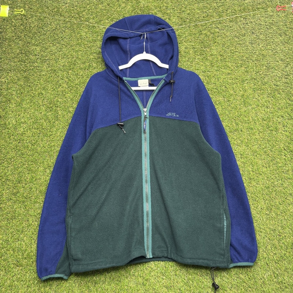 LL Bean Jacket Mens Extra Large Fleece Full Zip Hooded Outdoors Hiking